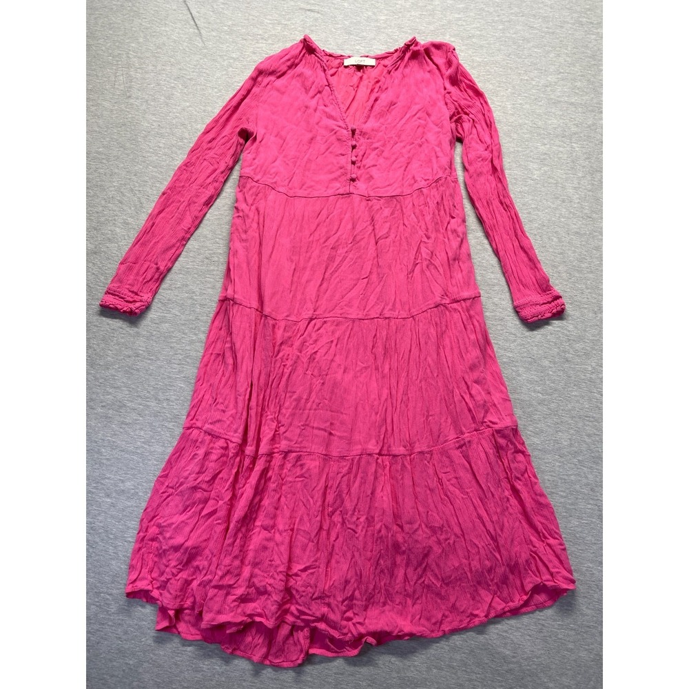 LOFT Fuchsia Pink Long Sleeve Maxi Dress
